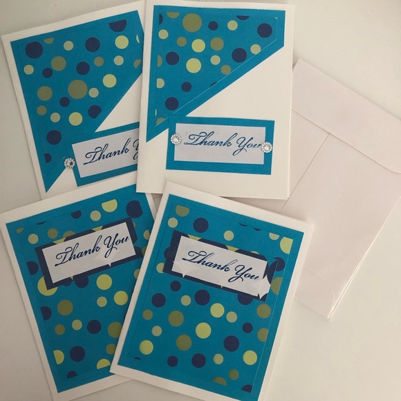 3/$20 NEW 4 Hand Crafted Thank You Cards Blank Inside With Envelopes - Picture 2 of 6